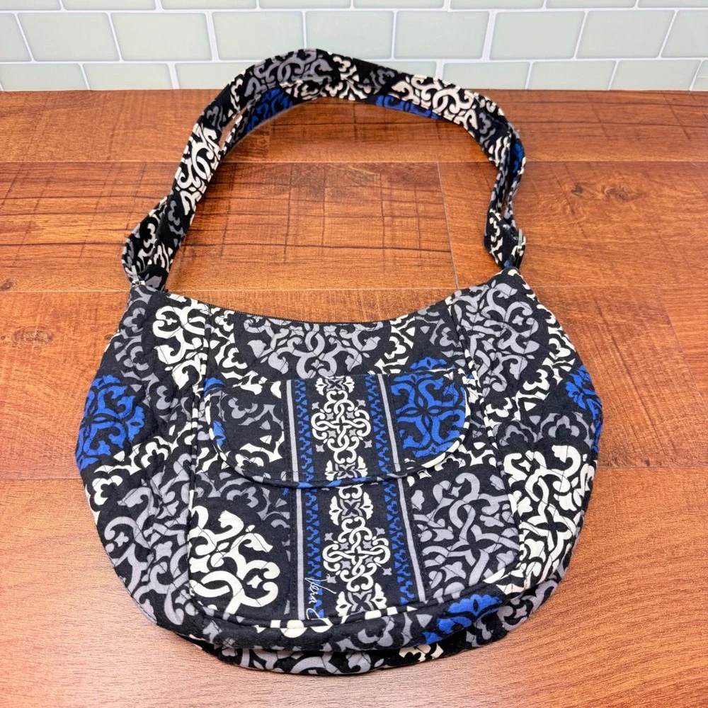 Vera Bradley Hobo Crossbody Shoulder Bag Canterberry Cobalt 2013 Retired Print